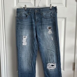 Natural Reflections Blue Distressed Straight Leg Jeans